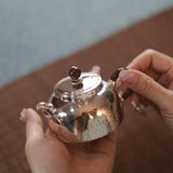 Чайник ручной работы из серебра 999 пробы | Шедевральная коллекция с ручкой, покрытой натуральным лаком